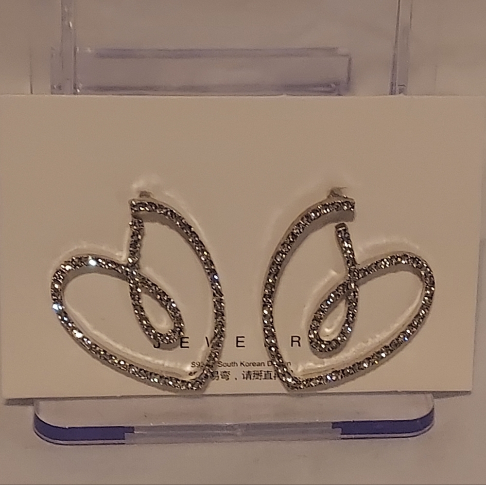 Elegant Silver Heart Earrings
